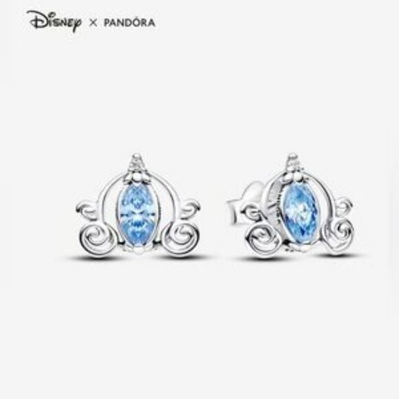 Pandora x Disney Cinderella��s Carriage Stud Earrings - Picture 1 of 5